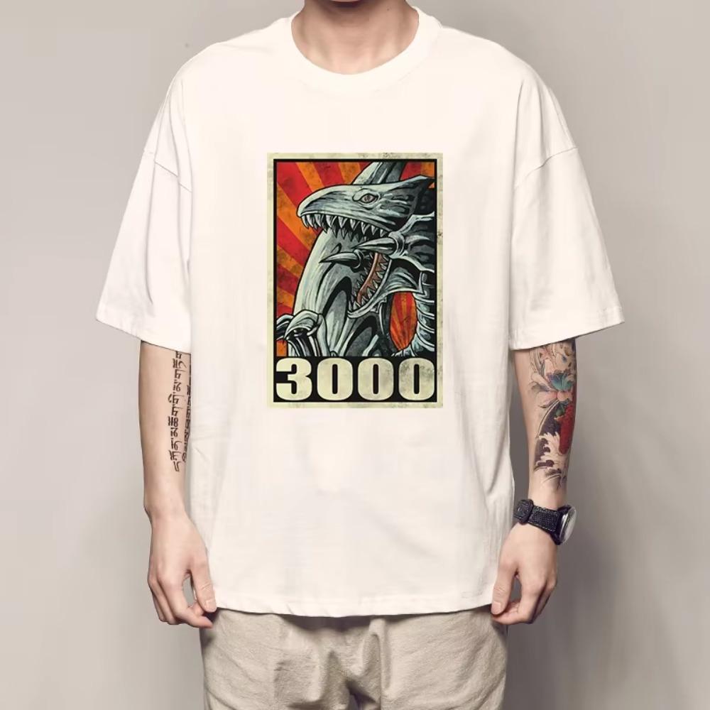 Summer Game King Tee Muto Games Blue Eyes White Dragon Print Men's T-shirt Short Sleeve Dark Mage Clothes Giant Divine Soldiers