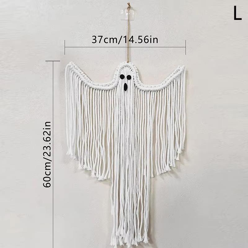 Hand-Woven Tapestries White Ghost Wall Hanging Decoration - Suspends Elegantly Creates Spooky Holiday Scene Halloween Tapestry