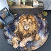 Lion Waves Stars Round Area Rug,Carpet Rug for Living Room Bedroom Sofa Playroom Decor,Non-slip Floor Mat