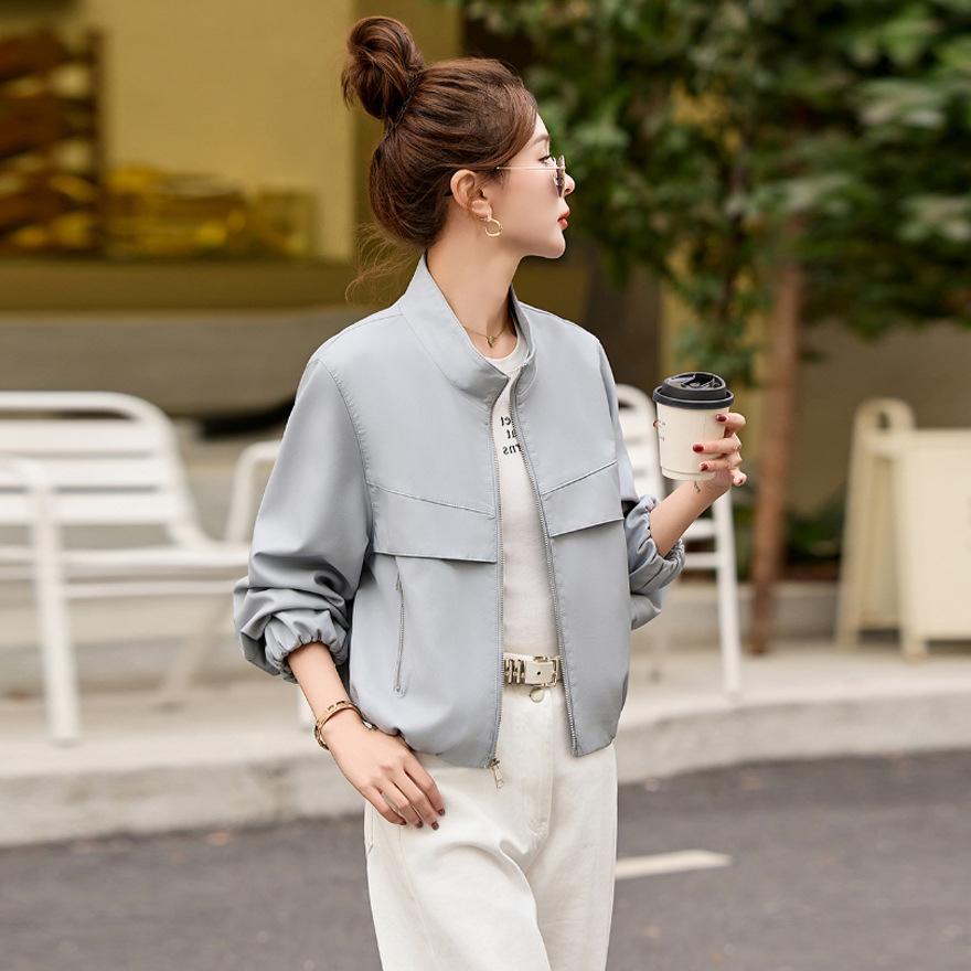 Casual loose leather jacket spring and autumn new fashion small stand-up collar leather jacket women's short