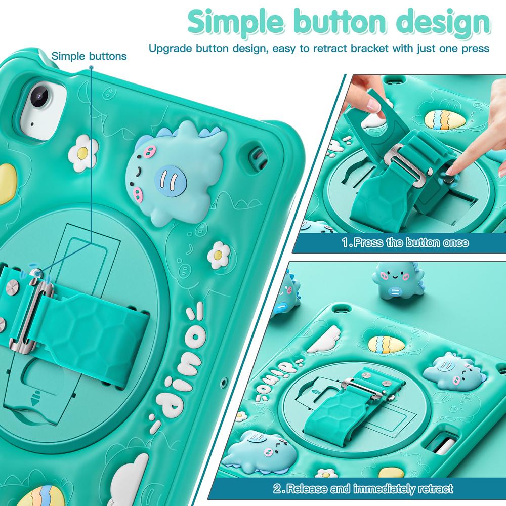 Cartoon Silicone+PC Tablet Cases for IPad Air 11 2026/2025 Case IPad Pro 11 2022/2021 Air 4/5 Air5/Air4 Cover Rotate Stand Shell