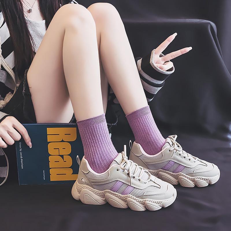 Spring new dad shoes female students platform sports heightening street shooting running leisure 66