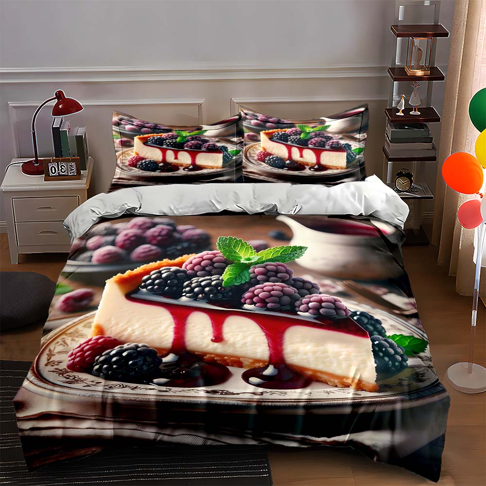 

Cheesecake berry design Bedding Duvet cover sets Duvet covers Pillowcases gifts (1 * Duvet Cover 2 * Pillowcases, without duvet insert) 135x200cm