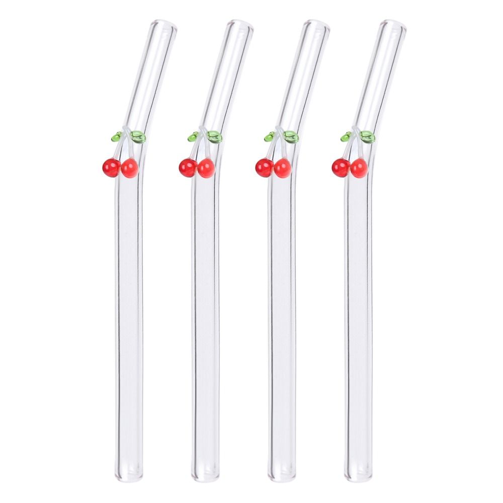 Glass Fruit Animal Glass Straws Transparent Straight Bend Straws  Drinkware