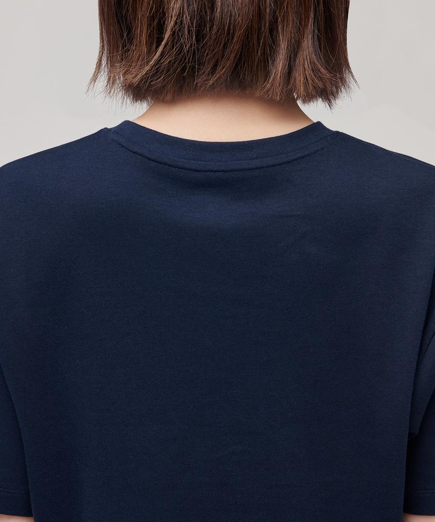 MUSINSA STANDARD WOMAN Women'S Relaxed Fit Crew Neck Crop T-Shirt [Navy]