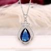 Huitan Luxury Pear Cubic Zirconia Pendant Necklace Women for Wedding Blue/Green/Purple/Transparent Grey Elegant Lady's Jewelry
