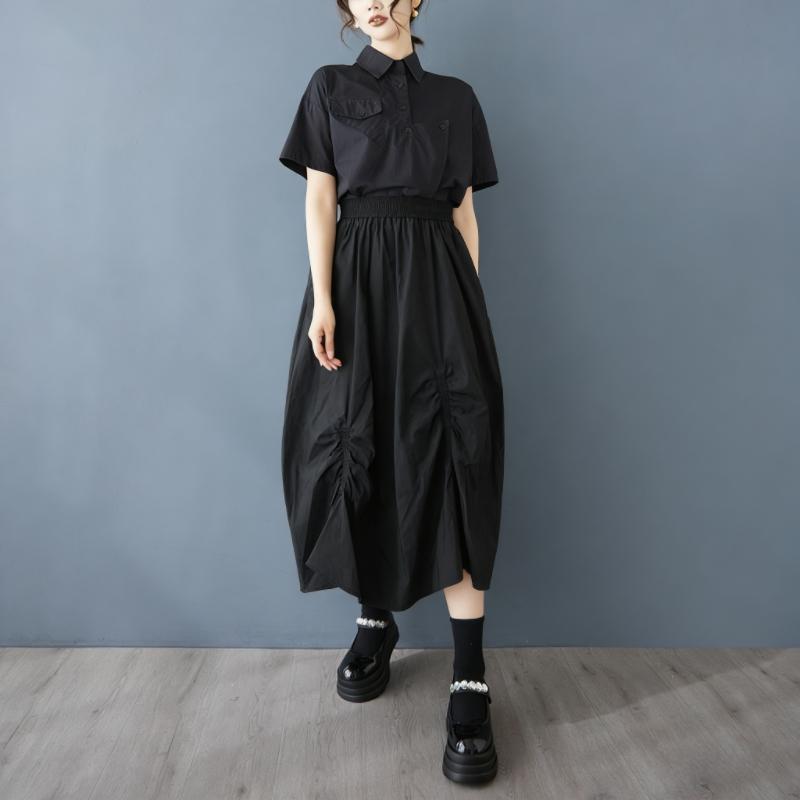 Plus Size High Waist Black Vintage Summer Casual Loose Long for Woman Skirts Womens Skirt