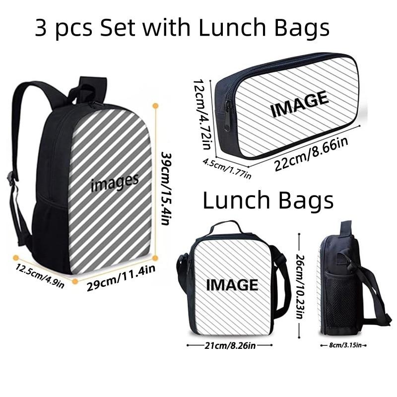 Kpop Demon Hunter 3-Piece Backpack Set (Backpack + Lunch Box + Pencil Case) 42x28x13cm Multicolor School Bag
