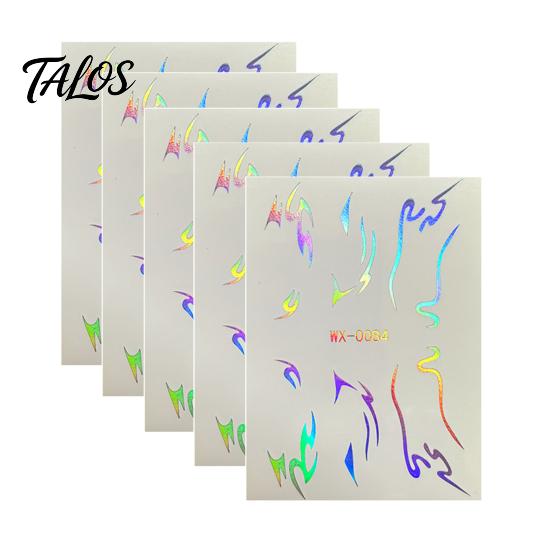 Talos 5 Sheets Holographic Lightning Tattoos, Waterproof Flash Temporary Stickers, Full Color Body Art for Festival Party