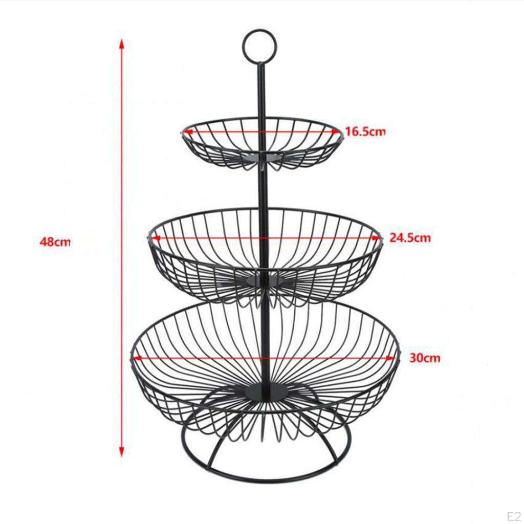 Standing Fruit storage Basket, Round Iron Household Plate Tray