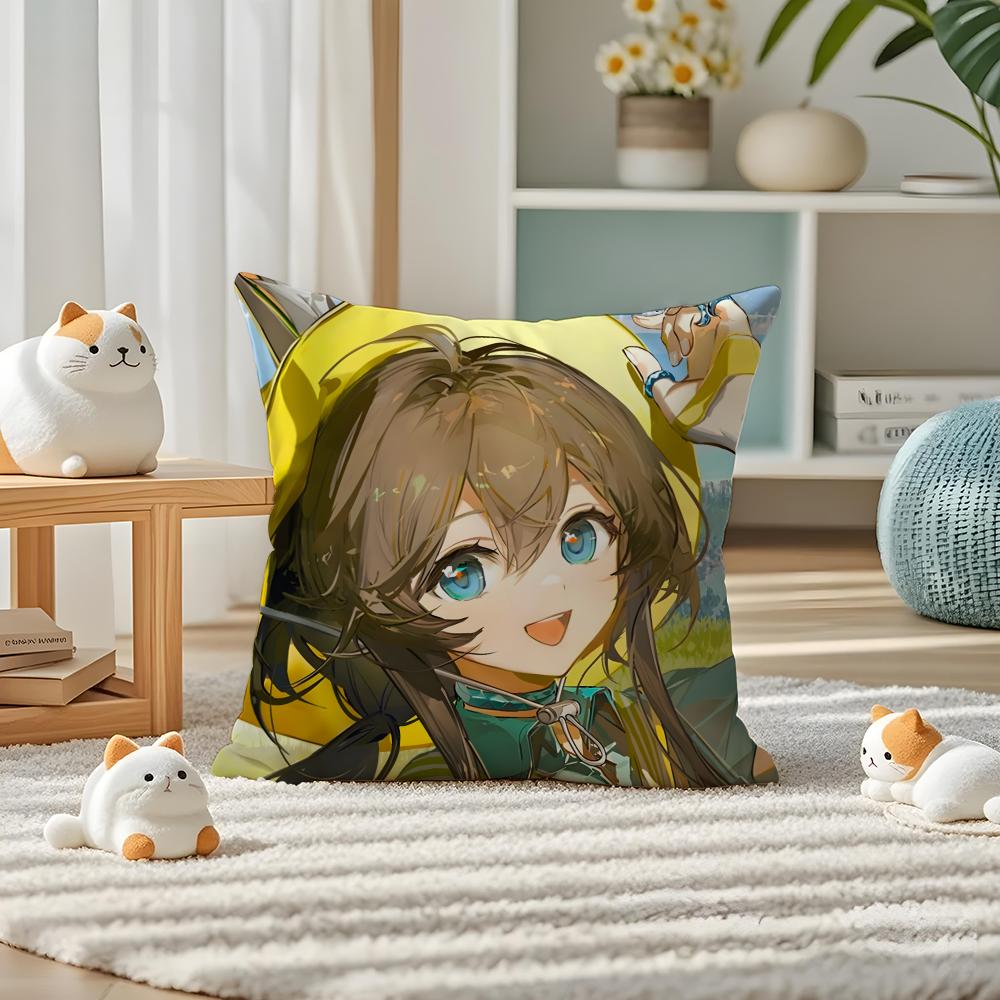 

A-Arknights Pillow Case Silky Elegant Comfort Sofa Bed Invisible Zipper 30cmx30cm