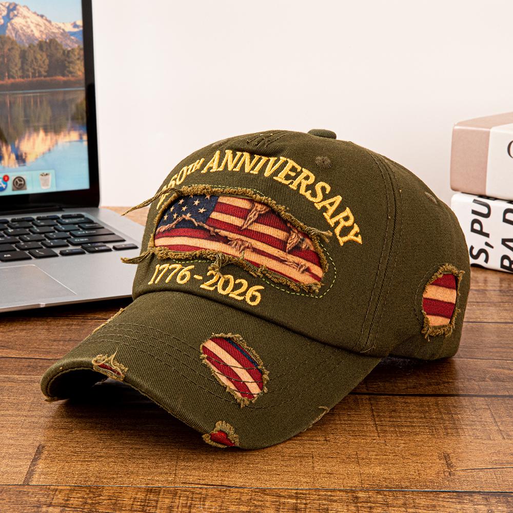 Vintage Distressed Usa 250Th Anniversary 1776- American Flag Baseball Cap Men Women Adjustable Washed Dad Hat For Patriotic