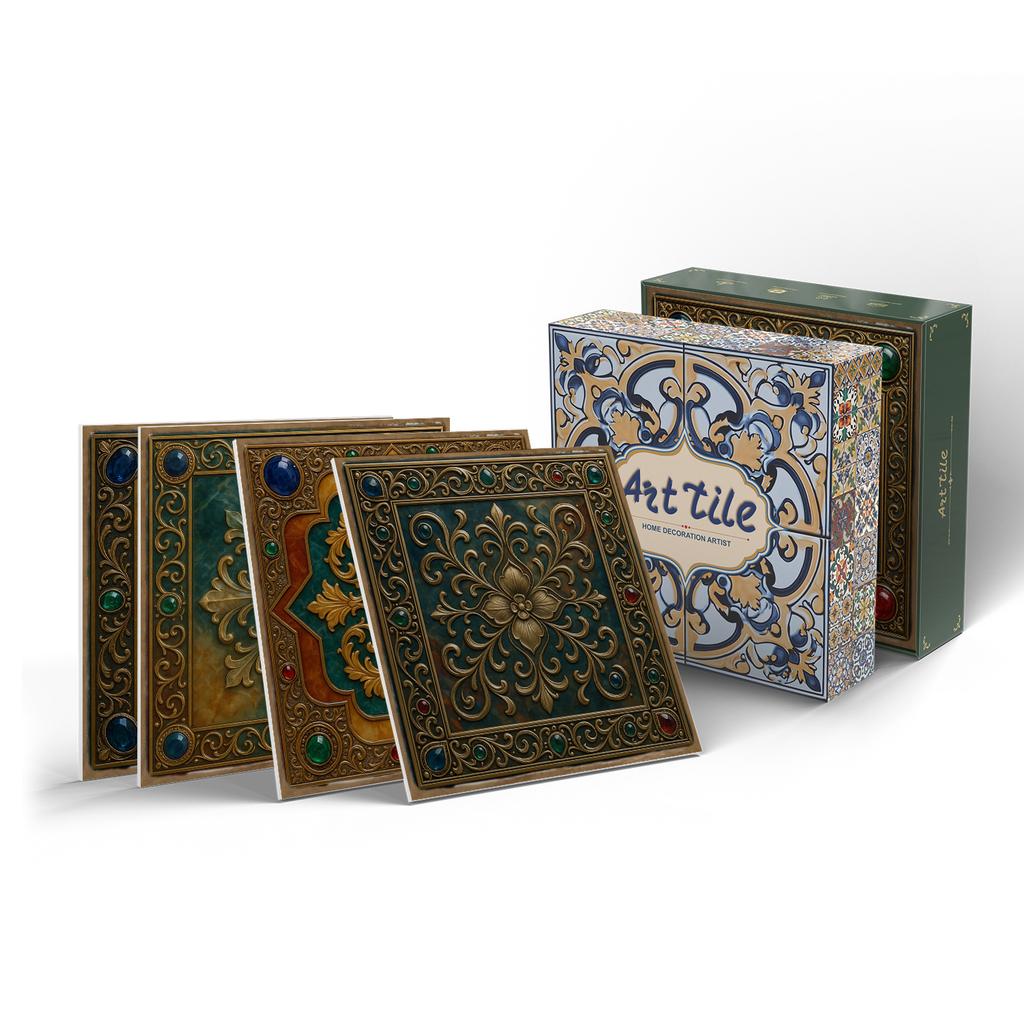 12/24 Pieces Thickened Pe Foam Tile Sticker Retro Tile Wall Sticker Self-Adhesive Waterproof Wall Sticker 15Cm