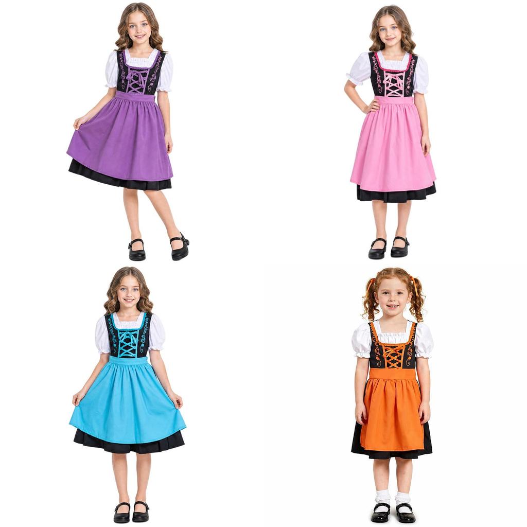 Halloween Costume For Girls Oktoberfest Cosplay Dress With Polyester Fabric For Kids