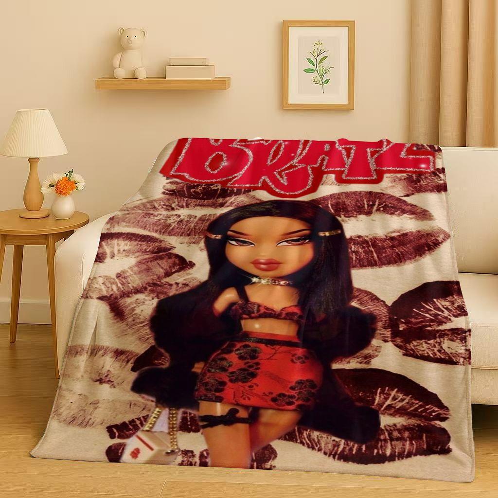 New Cartoon Bratz Doll Girl Flannel Blanket,Ultra Soft Warm Plush Throw for Home Bedroom Bed Sofa Cover Office Gift Kids Picnic