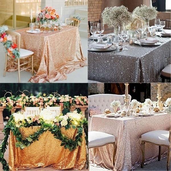 Glitter Square Rectangle Tablecloth Sequin Embroidered Tablecloth Wedding Sequins Tablecloth Party Tablecloth Halloween & Christmas Decoration