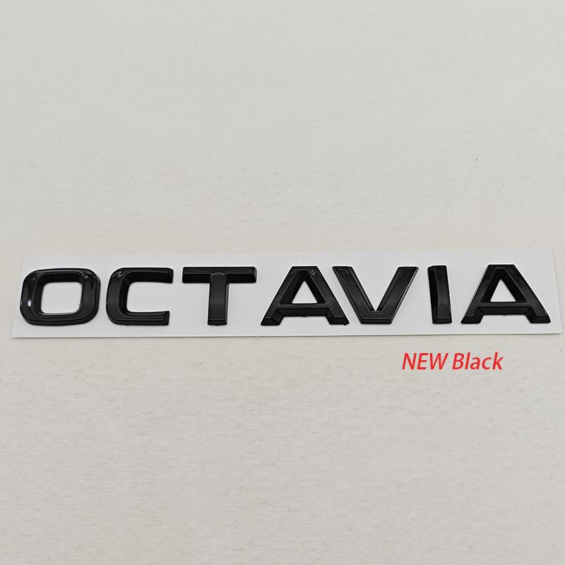 JBIW9 3D ABS Chrome Black Logo Octavia Emblem Letters Car Rear Trunk Badge For Skoda OCTAVIA 1 2 3 4 A5 A7 MK3 Sticker Accessories