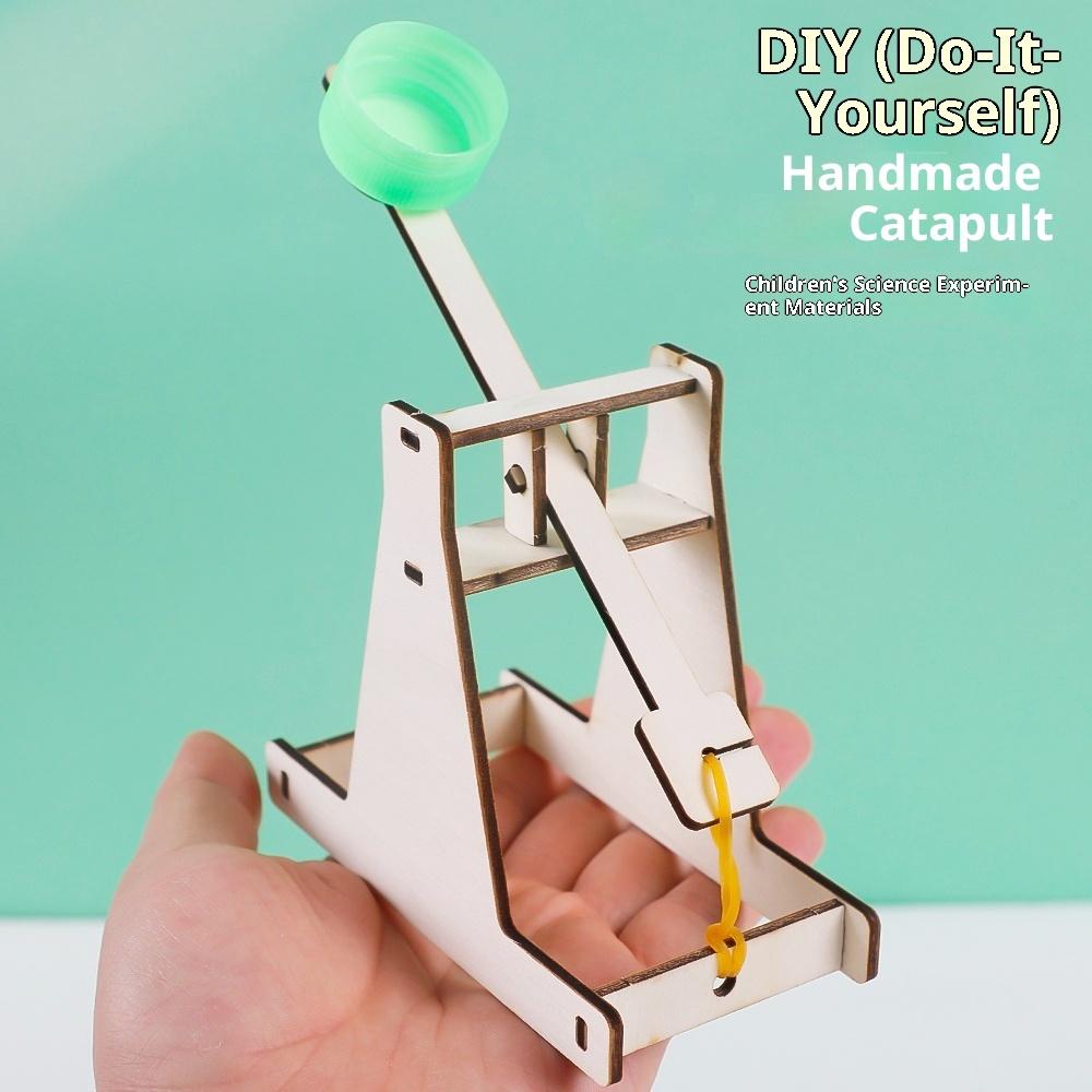Fashnics Diy Wooden Catapult Model Kit Educational Science Assembly Building Blocks Children's Puzzle Toys Physics Experiment Games
