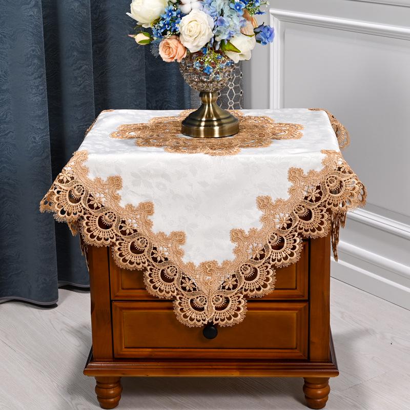 

American Lace Table Cover: Bedside, Coffee, Corner & Appliance Dust Covers in New Chinese Style 60*60cm Square