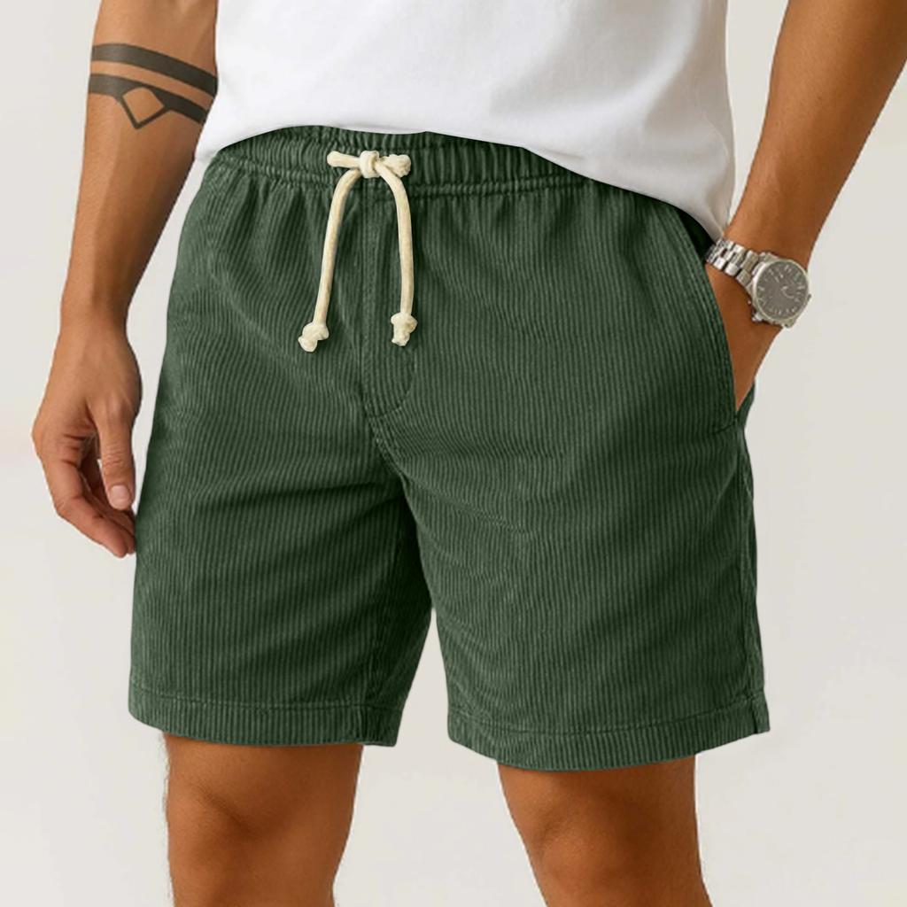 Men's Corduroy Elastic Men's Shorts Casual Beach Pants