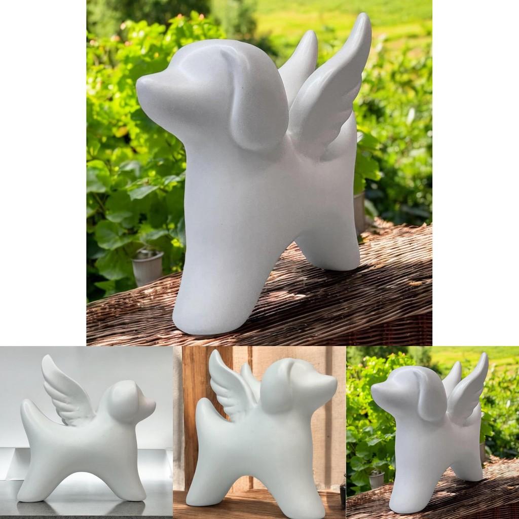 Charming Angel Wings Dog Statue Resin Decorative Art Piece For Home And Garden