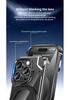 Magnetic Rotating Stand Case for iPhone 15 Pro Max and iPhone 14: Transparent Battle Armor Design