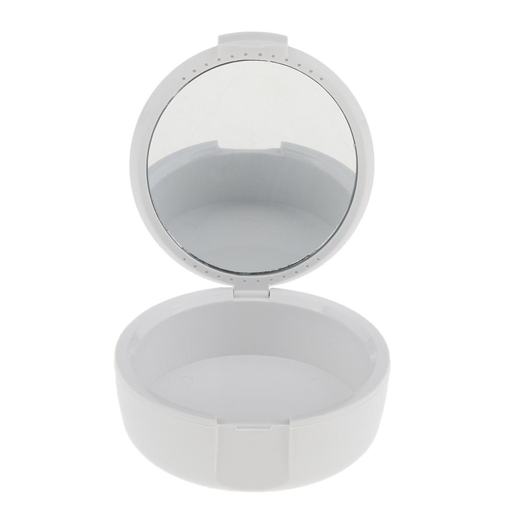 Compact Teeth Guard Holder Polypropylene Mouth Guard Case Ventilated Denture Storage Box with Small Mirror
