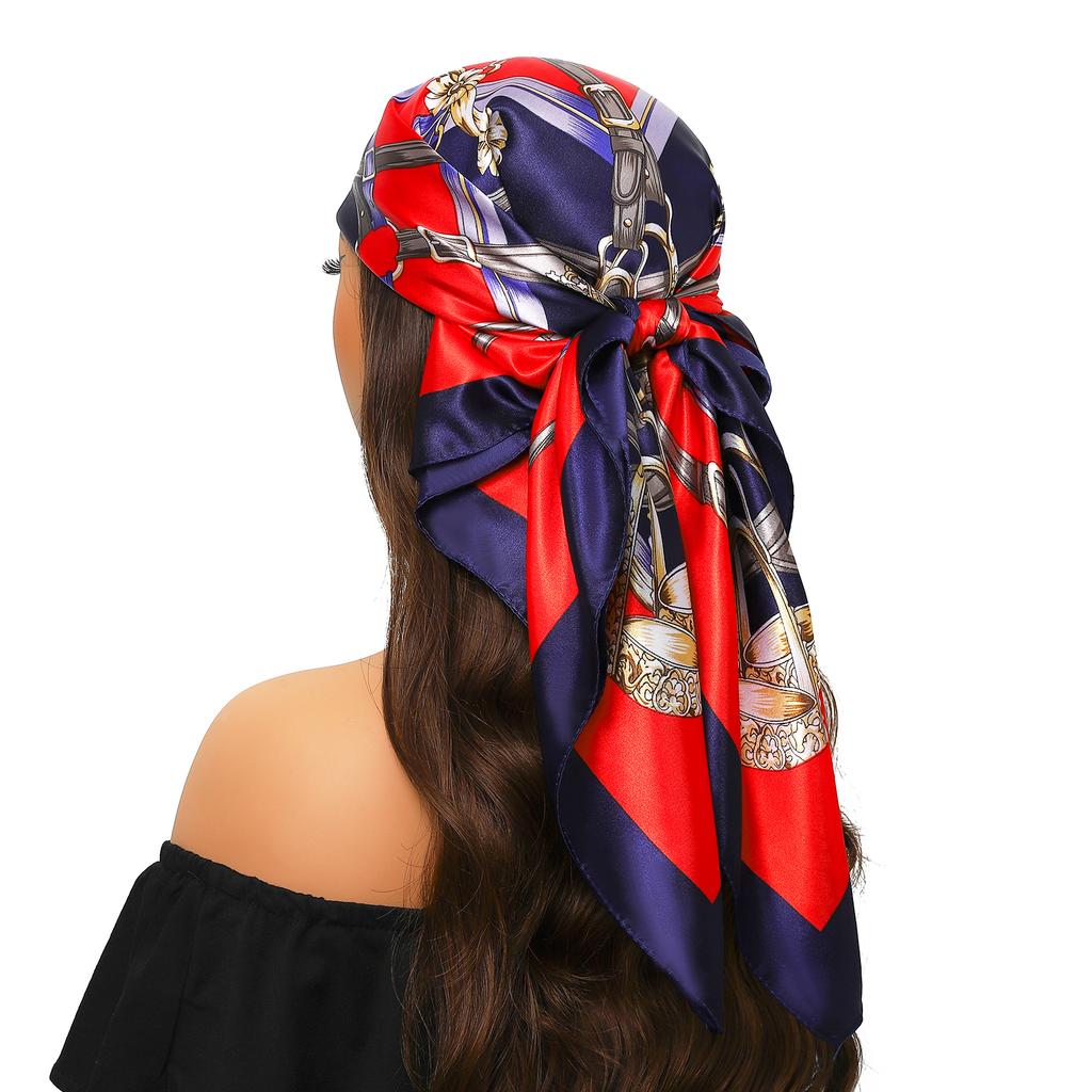 Silk Scarves Women Luxury Brand Summer Fashion Designer Head/Hair Scarf 90*90cm Hijab Bandana Cheveux Foulard Femme 90X90CM