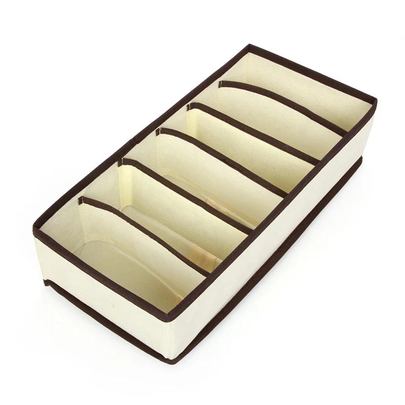 

Органайзер для нижньої білизни Шкарпетки Бюстгальтер Штани Шарф Краватка Ящик для зберігання Органайзери для ящиків для гардеробу Складний чохол для спідньої білизни Органайзер 6 Grid бежевий