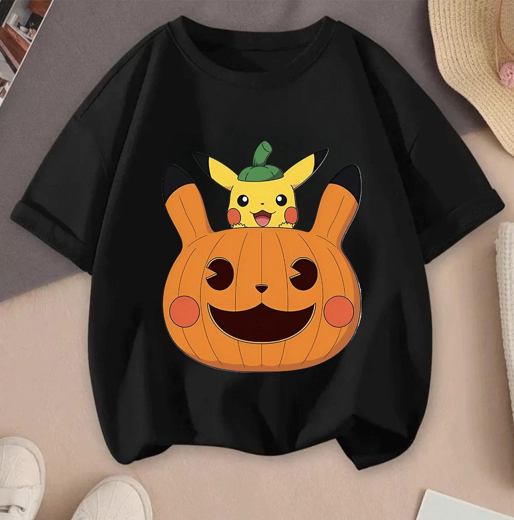 2026 Hot Sale 100 Cotton Kids TShirt Cute Pikachu Cartoon Print Soft Breathable Casual Childrens Short Sleeve Tops