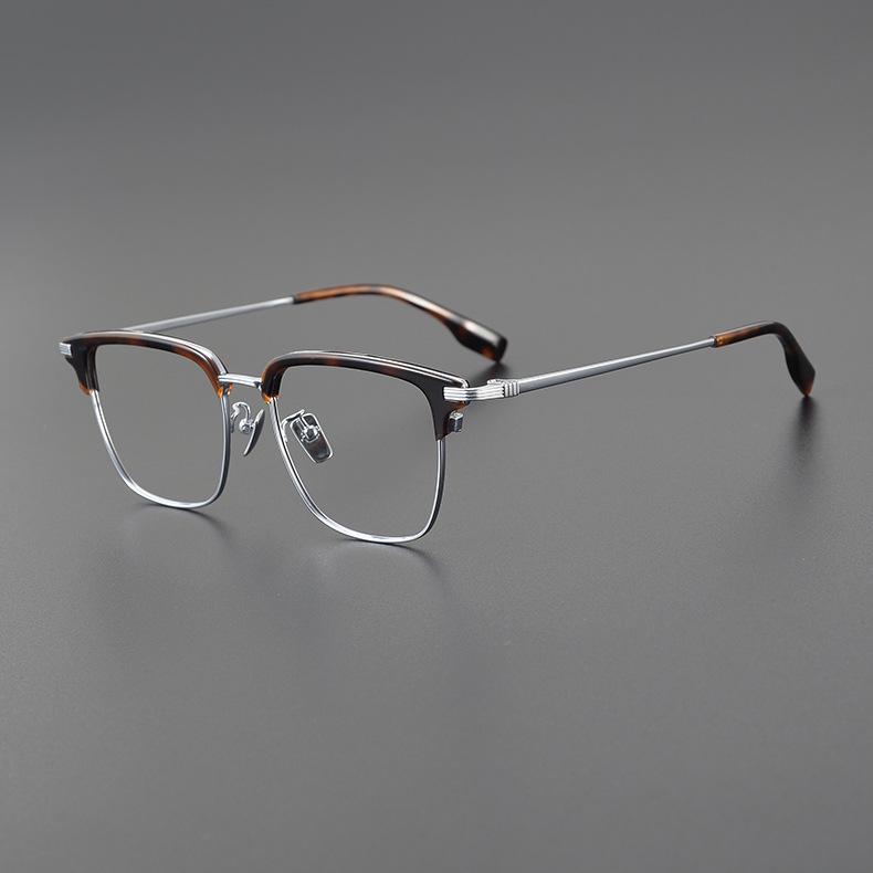 

Men s Large Half-Frame Pure Titanium Glasses for Myopia серебряный/серый