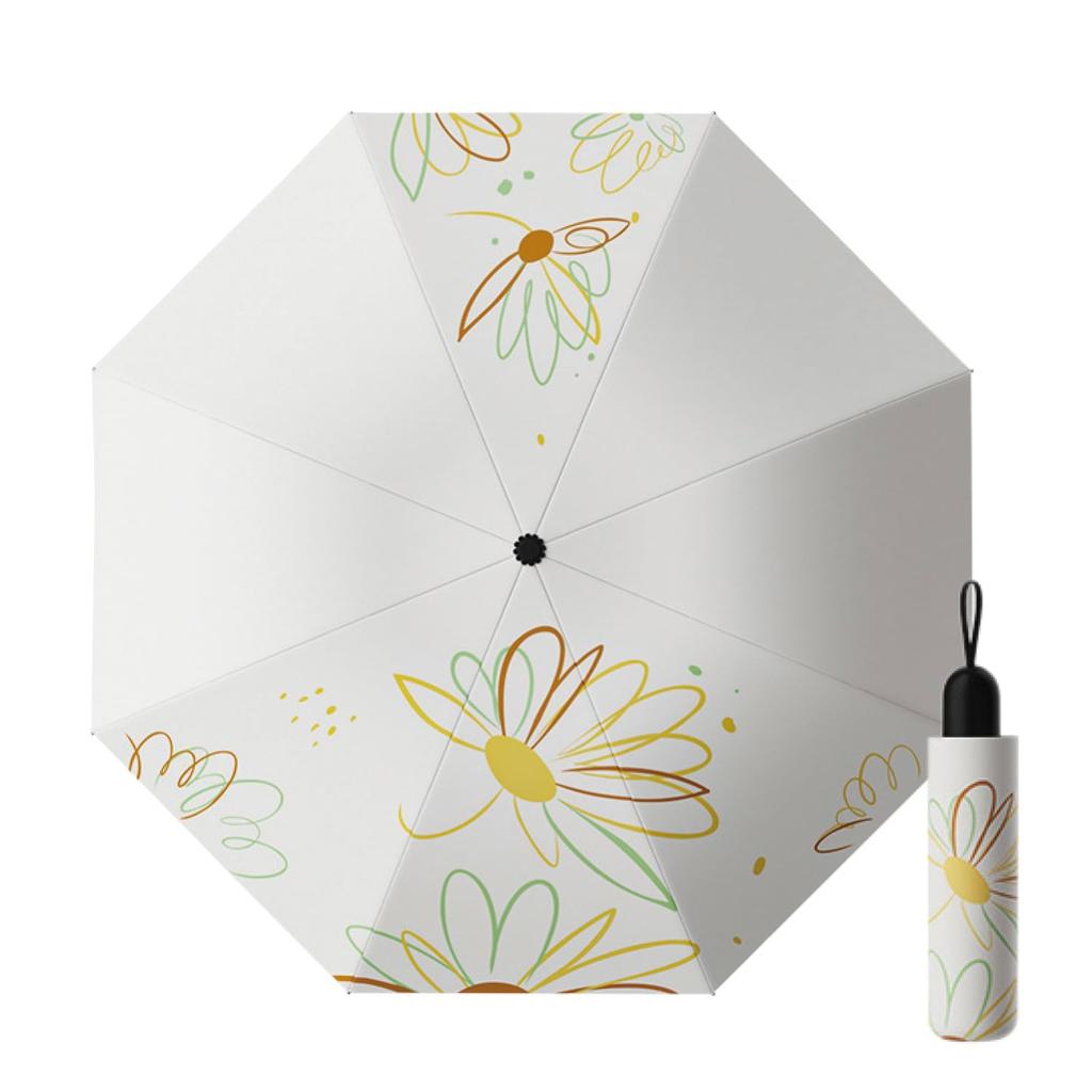 Stylish Parasol with Floral UV Suitable for Sun and 8 Strong Water Perfect for and Heatstroke Prevention Women's Pattern, Protection, UPF50+, Rain,