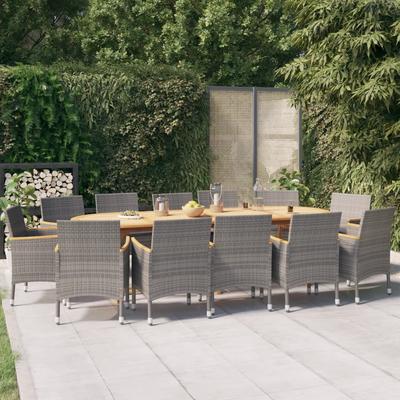 Vidaxl 13-Piece Garden Furniture Set with Cushions, Grey