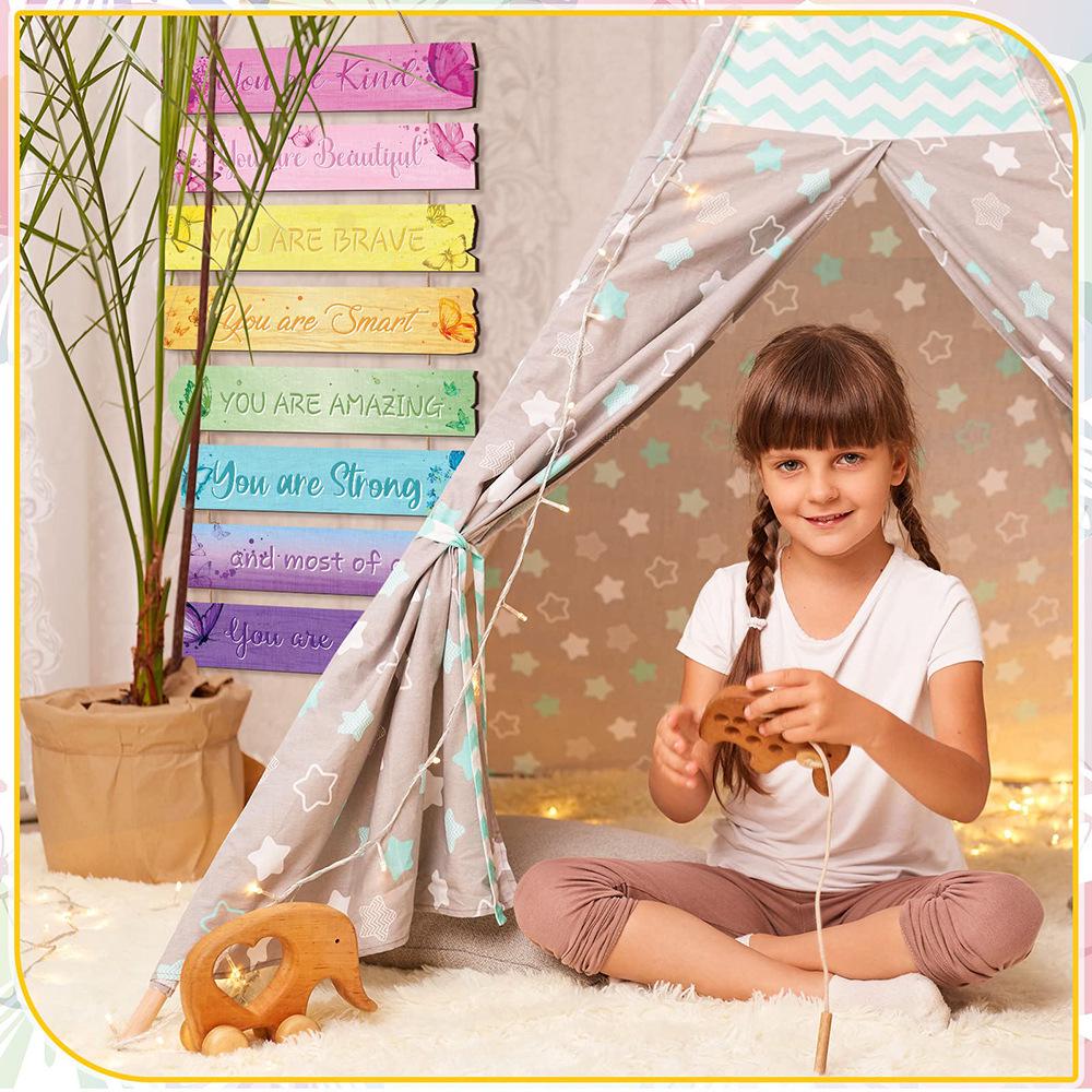 Teen Girl's Motivational Wooden Hanging Sign - Princess, Butterfly, Rainbow Design