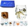 8-Piece Glass Cup Set with 3D Animal Designs - 12-Color Gift Box for Parties and Everyday Use