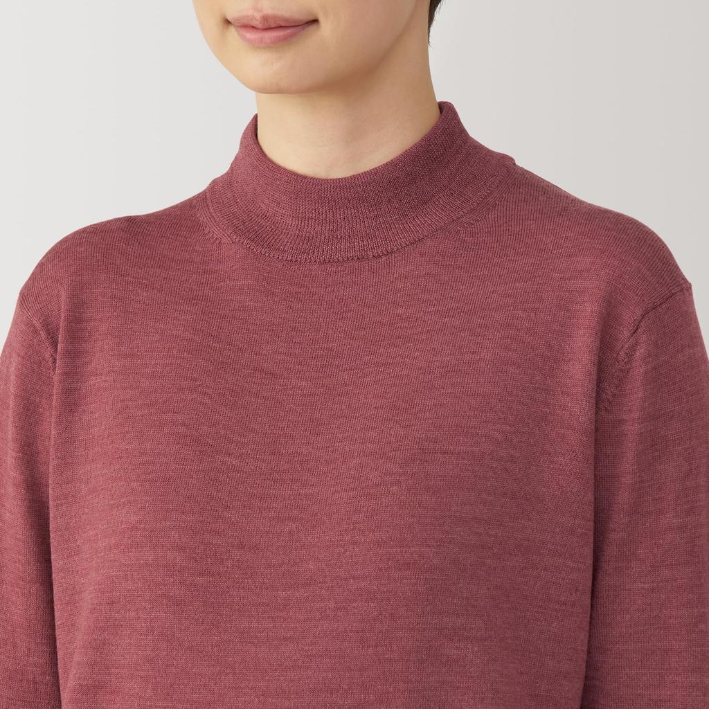 MUJI Washable Wool Smoky Size XS Women's High-Gauge High-Neck Sweater, BA1OYA4A, Pink,