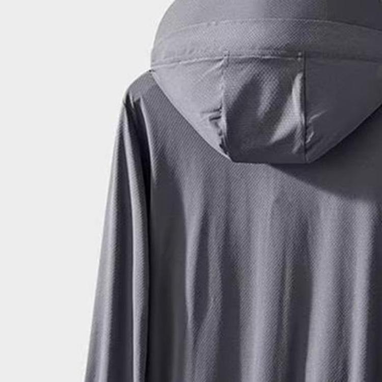 Ice Silk UV Protection Sunscreen Hooded Jacket for Men Women Long Sleeve Outdoor Coat with Zipper Closure