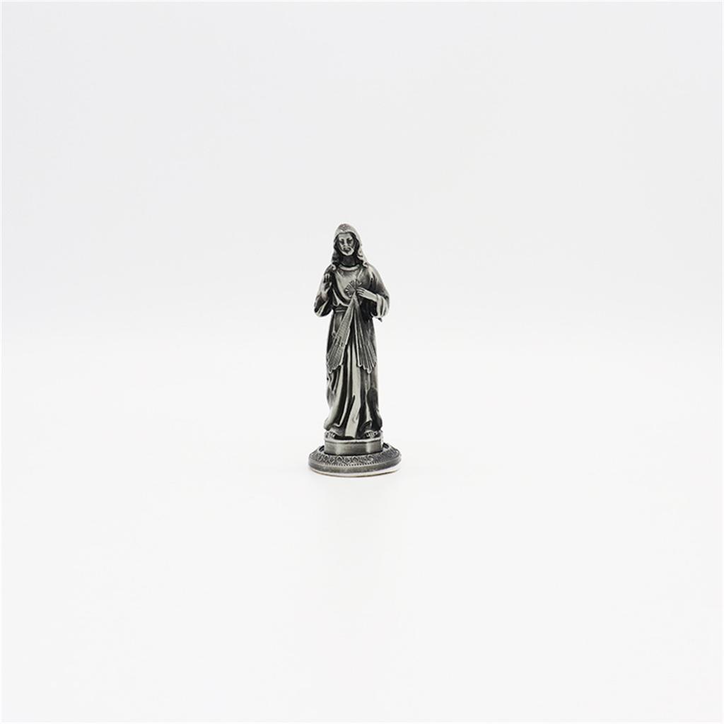 Antike Stile Metall Maria Stehende Miniatur Statue Christlicher Schmuck Religiöse Figur Skulptur Tischdekoration
