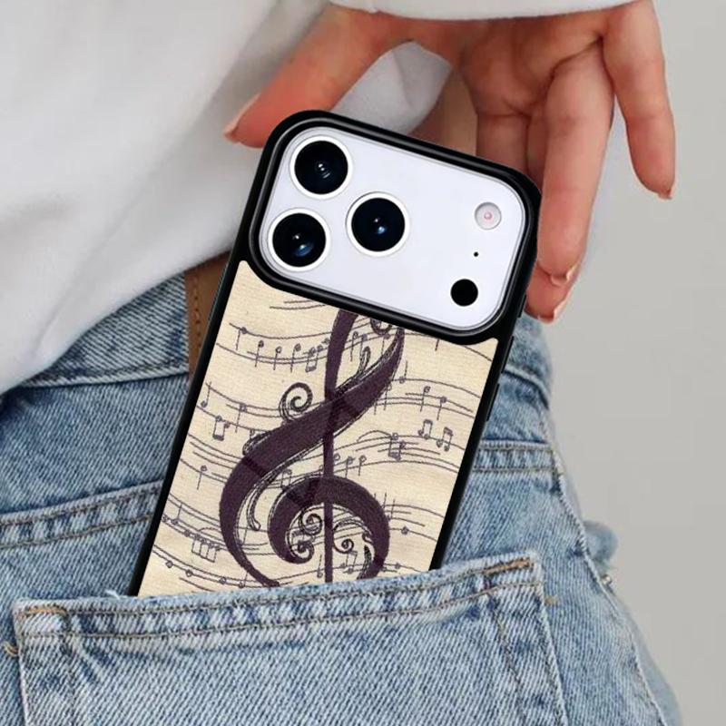 Treble Clef Music Note Phone Case for iPhone 17ProMax 12 13 14 15 16e 17 Pro Max Plus Air Cover