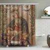 Vintage Religious Madonna Shower Curtain Set Christian Holy Mother Bath Decor With Cross Pattern For Home Decoration