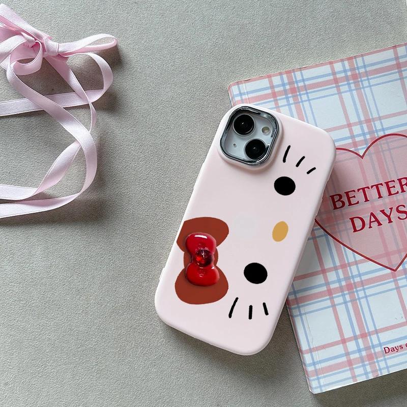 3D Bowknot Hello Kitty Ears Cover For Samsung Galaxy S25 S24 S23 S22 Plus Ultra S24 FE Note 20 A52 A35 A15 A25 A32 5G Phone Case