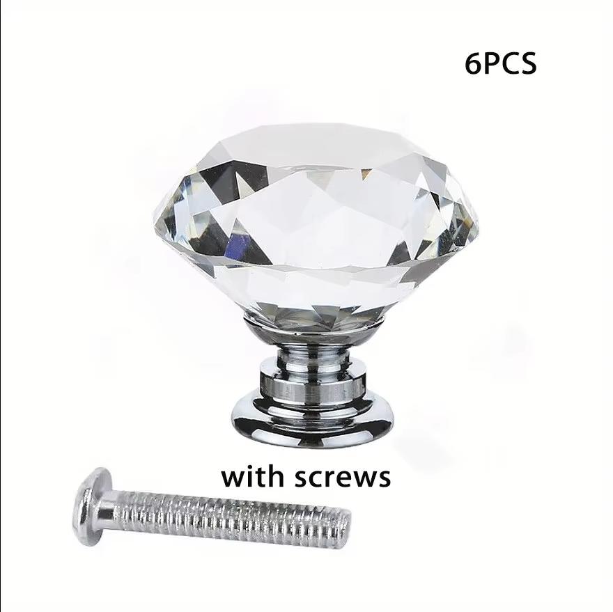 

6 шт. Искусственная хрустальная ручка для ящика, четыре цвета, современный дизайн с ромбами, ручка для ящика с винтами для дома general