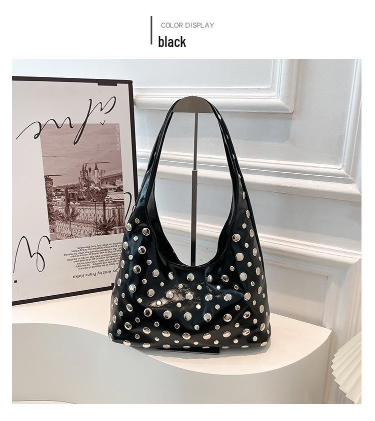 2025 Gothic Rivet Women's Cross-Body Commuter Bag - Large Capacity Bucket Style