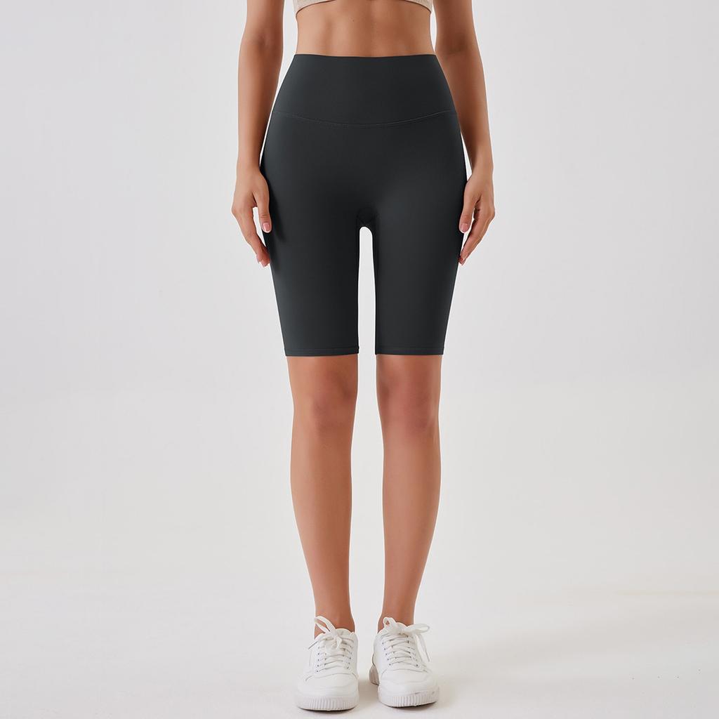 Women's Casual, Sexy And Comfortable Color Double-sided Brushed Tight High-waist Elastic Sports Fitness Five-point Yoga Pants