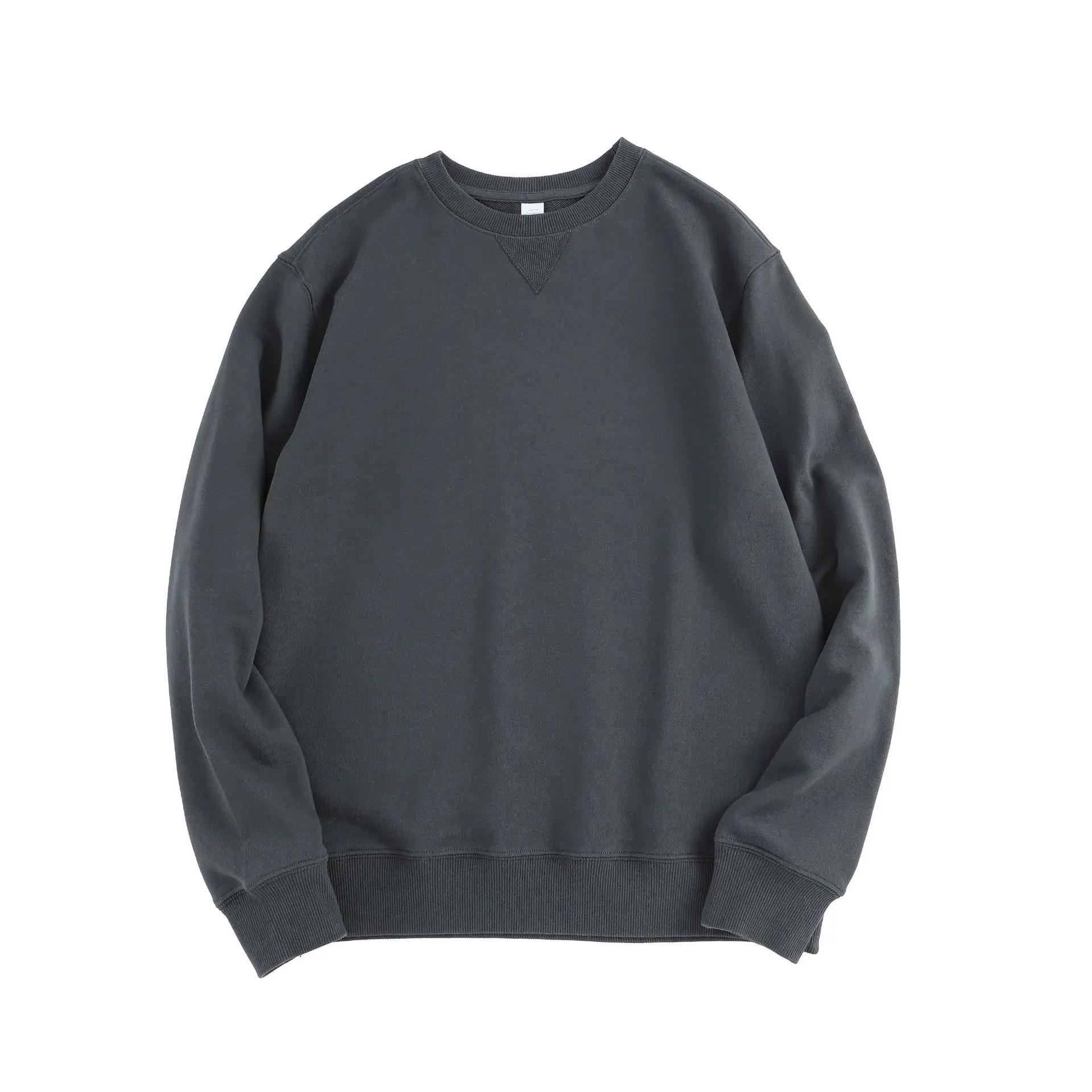 

2026 Men Thick Round Neck Sweatshirt Men Soild Color Pullover Long Sleeve Casual Top Korean Fashion Teens Soft Harajuku Clothing XXXL сірий
