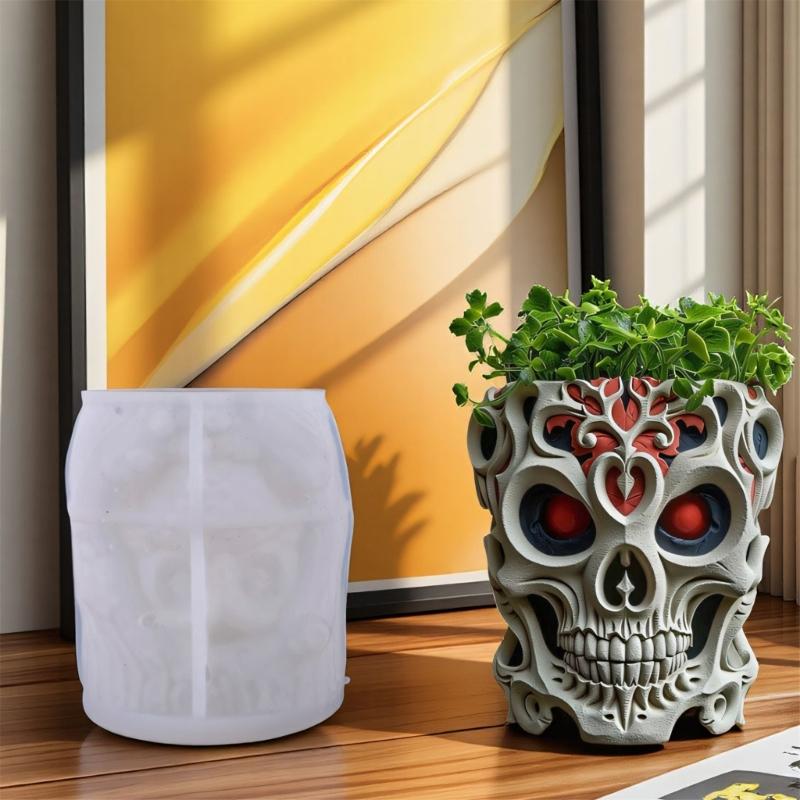 Multifunctional Skull Silicone Mold for Resin Jewelry Concrete Crafts Succulent Planters Home Decors Gift Making Project