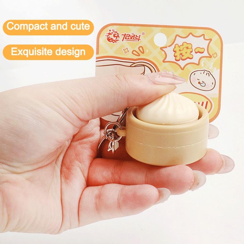 Creative Mini Dumplings Keychain Stress Relief Squishy Squeezing Keychain Uncompressed Buttons Keyboard Fidget Keyrings Gifts