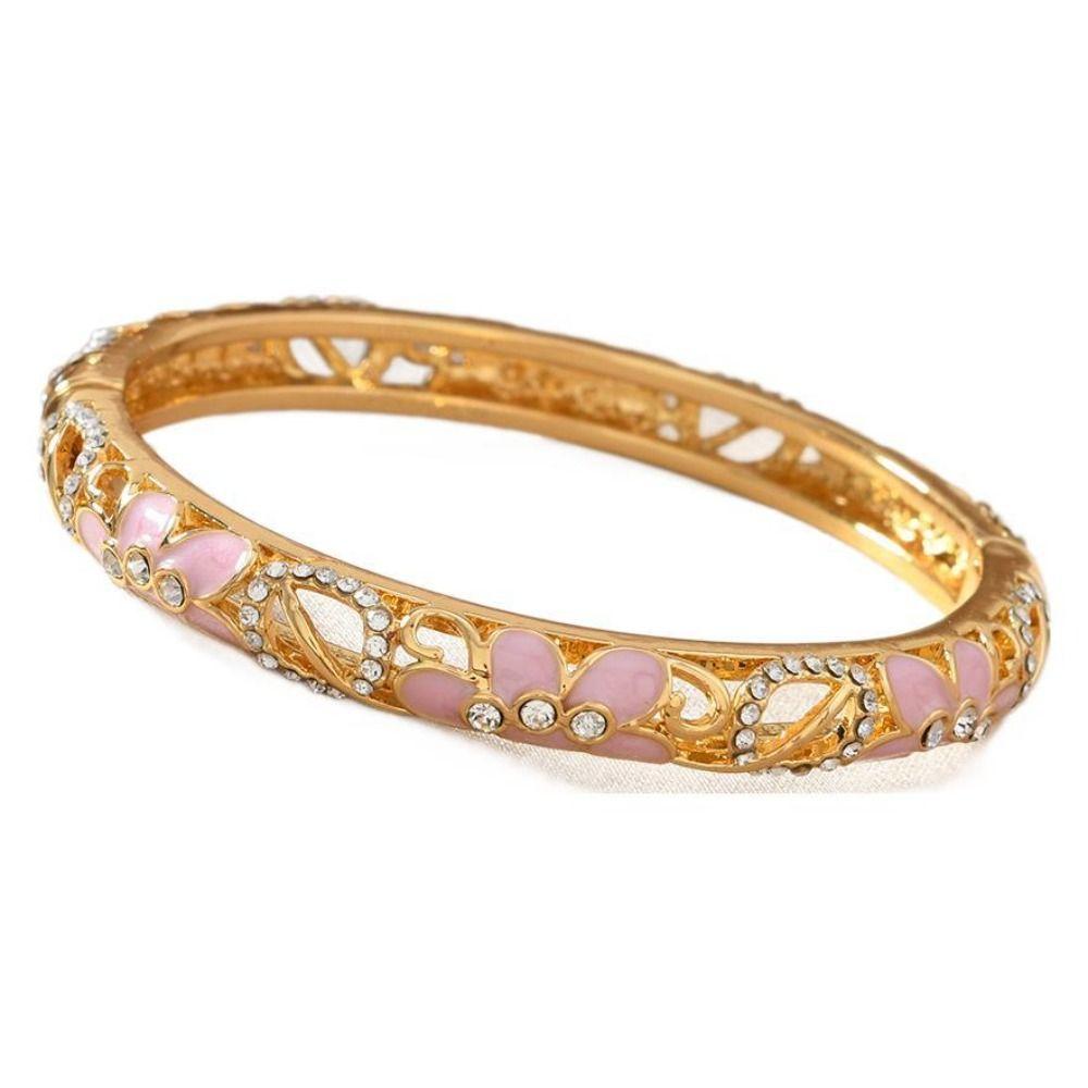 Ethnic Drip Oil Enamel Bracelet Open Hollow Out Flower Bangle Vintage Cloisonne Bangle  Girls