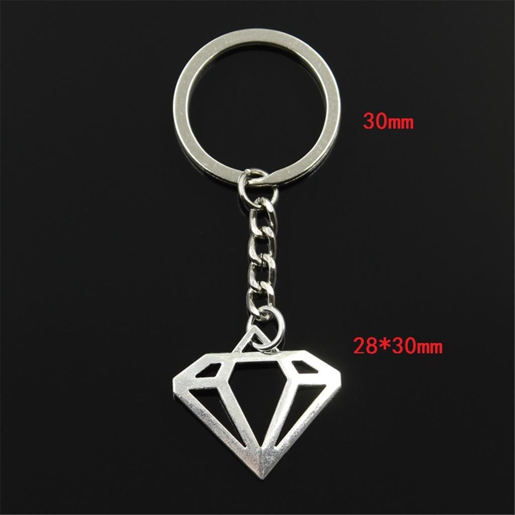Fashion Diamond Shape Logo 28x30mm Pendant 30mm Key Ring Chain Bronze   Men Car Gift Souvenirs Keychain