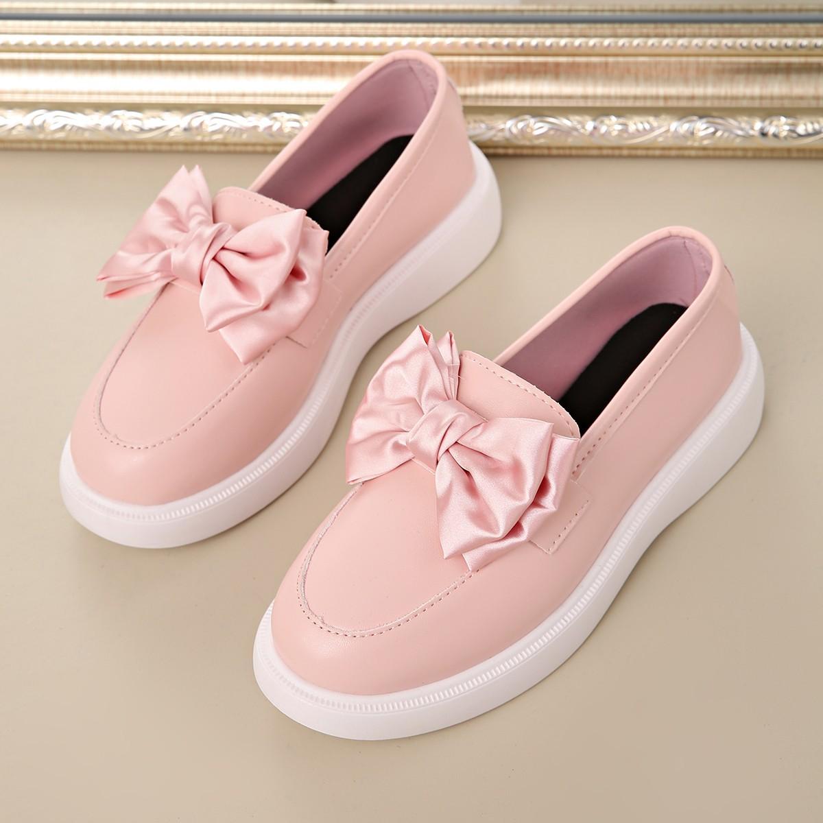 

Fashion versatile Mary Jane shoes women s 2025 spring new thick heel bow single shoes women s casual platform loafers 43 рожевий